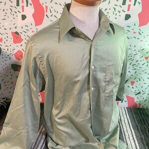 Geoffrey Beene Sateen Green Dress Shirt - M (15 1/2 32/33)